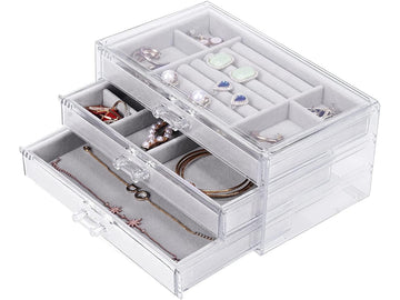 Caixa de Jóias com Divisórias e Gavetas 3 Andáres - OnLike